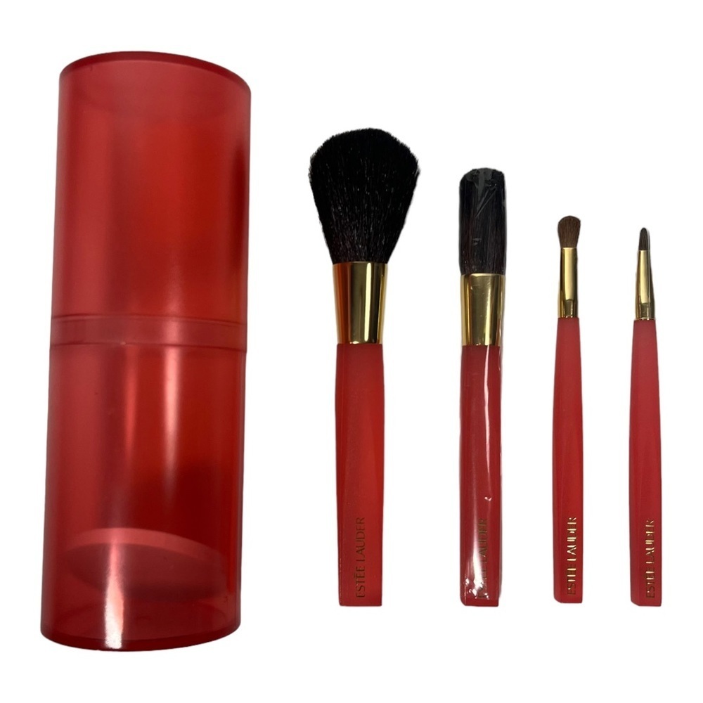 Estée Lauder Makeup Brush Set 5 Piece Lot Holder Four Brushes - Picture 4 of 9